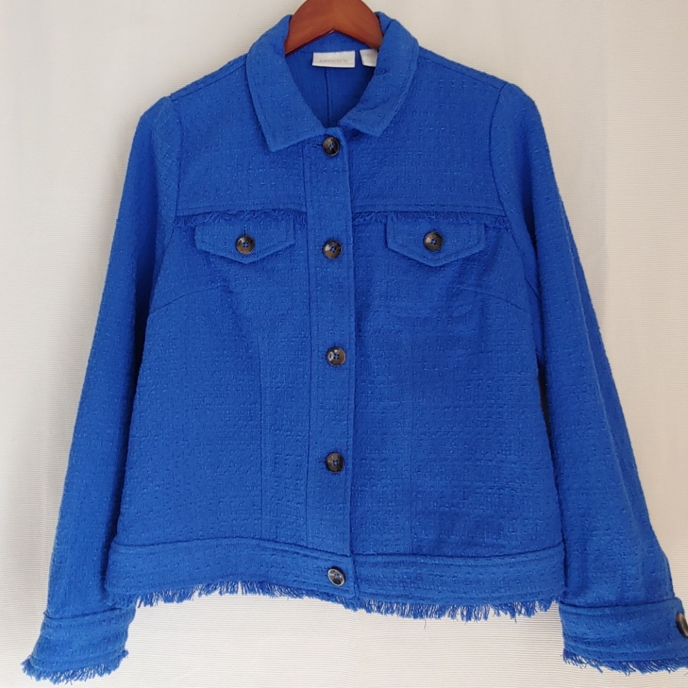 CHICO'S womens Blue tweed blazer size 0